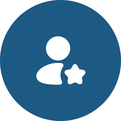 Group 1321317503 (2) User icon with star on blue background.
